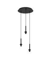 Giuseppe 30cm Satin Black 3 Light G9 Universal 2m Drop Round Multiple Pendant (FRAME ONLY), For A Vast Range Of Glass Shades