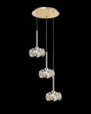 Hiphonic 37cm 3 Light G9 2m Round Pendant With French Gold And Crystal Shade