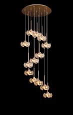 Hiphonic 63cm 13 Light G9 2.5m Round Multiple Pendant With French Gold And Crystal Shade