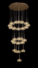 Hiphonic 92cm 24 Light G9 5m Round Multiple Pendant With French Gold And Crystal Shade, Item Weight: 25.2kg