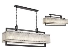 Lobster Large Linear Pendant, 12 Light E27, Matt Black/Crystal Sand Glass Item Weight: 20.2kg