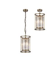 Munito 20cm Pendant, 1 x E27, Antique Brass / Clear