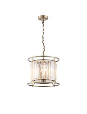 Munito 36cm Pendant / Semi Ceiling Convertible, 3 x E14, Antique Brass / Clear