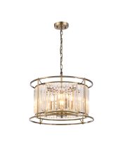 Munito 50cm Pendant / Semi Ceiling Convertible, 6 x E14, Antique Brass / Clear