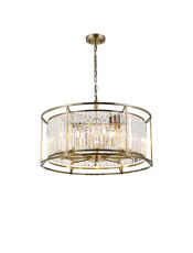 Munito 65cm Pendant / Semi Ceiling Convertible, 8 x E14, Antique Brass / Clear