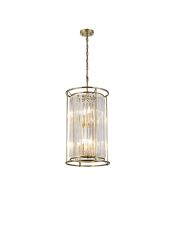 Munito 36cm 2 Tier Pendant, 3+3 x E14, Antique Brass / Clear