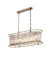 Munito Oval Pendant, 7 x E14, Antique Brass / Clear