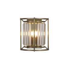 Munito Wall Lamp, 2 x E14, Antique Brass / Clear