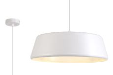 Morgana 50cm Single Large Pendant, 1 Light Adjustable E27, Gloss White/Gloss White