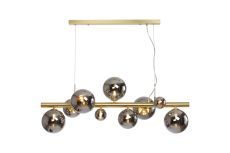 Monza Linear Pendant, 9 x G9, Satin Gold, Chrome Plated Glass