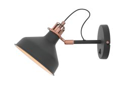 Tourish Adjustable Wall Lamp Switched, 1 x E27, Graphite/Copper/White