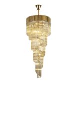 Vita 70cm Pendant Round 5 Layer Spiral 23 Light E14, Brass / Cognac Sculpted Glass, Item Weight: 57kg