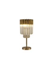 Vita 30 x H65cm Table Lamp 3 Light E14, Brass / Cognac Sculpted Glass