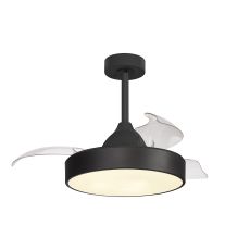 Alaska 43cm 45W LED Dimmable Ceiling Light With Built-In 25W DC Fan, 2700-5000K Remote & APP Control, 2500lm, Black, 5yrs Warranty