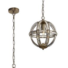 Koka 31cm Small Round Pendant, 1 Light E27, Antique Brass