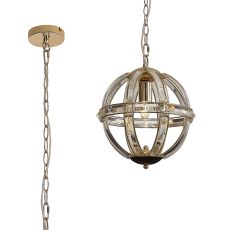 Koka 31cm Small Round Pendant, 1 Light E27, French Gold