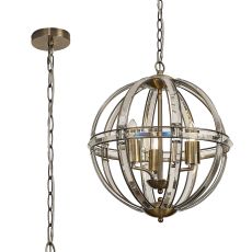 Koka 41cm Medium Round Pendant, 3 Light E27, Antique Brass