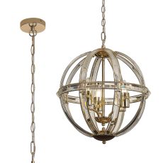 Koka 41cm Medium Round Pendant, 3 Light E27, French Gold