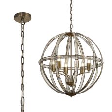 Koka 62cm Large Round Pendant, 6 Light E27, Antique Brass