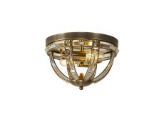 Koka 31cm Round Flush, 2 Light E27, Antique Brass