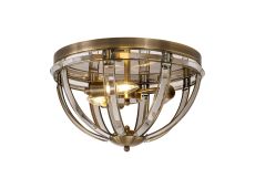 Koka 41.5cm Round Flush, 3 Light E27, Antique Brass