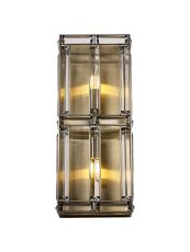 Koka Rectangular Wall Light, 2 Light E14, Antique Brass