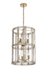 Koka 45cm Medium Round Column Pendant, 8 Light E27, French Gold