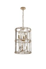 Koka 38cm Small Round Column Pendant, 6 Light E27, French Gold