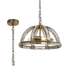 Koka 40cm Medium Dome Pendant, 3 Light E27, Antique Brass