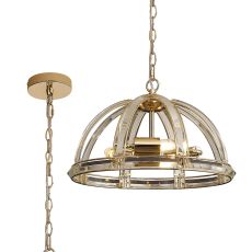 Koka 40cm Medium Dome Pendant, 3 Light E27, French Gold