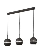 Andrea Pendant 3 Light E27 Linear Graphite/Crystal