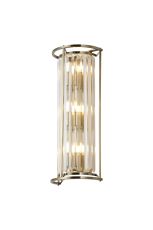 Munito 57cm Tall Wall Lamp, 3 x E14, Antique Brass / Clear