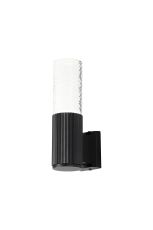 Gullo Ribbed Line Wall Lamp With Tall Diagonal Pattern Acrylic Shade, 1 x GU10, IP54, Black/Clear/Frosted, 2yrs Warranty