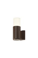 Gullo Ribbed Line Wall Lamp With Horizontal Line Acrylic Shade, 1 x GU10, IP54, Dark Brown/Clear/Frosted, 2yrs Warranty