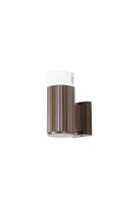 Gullo Ribbed Line Wall Lamp With Short Diagonal Pattern Acrylic Shade, 1 x GU10, IP54, Dark Brown/Clear/Frosted, 2yrs Warranty