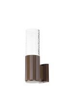 Gullo Ribbed Line Wall Lamp With Tall Diagonal Pattern Acrylic Shade, 1 x GU10, IP54, Dark Brown/Clear/Frosted, 2yrs Warranty