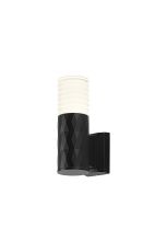 Gullo Diamond Pattern Wall Lamp With Horizontal Line Acrylic Shade, 1 x GU10, IP54, Black/Clear/Frosted, 2yrs Warranty