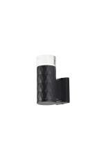Gullo Diamond Pattern Wall Lamp With Short Diagonal Pattern Acrylic Shade, 1 x GU10, IP54, Black/Clear/Frosted, 2yrs Warranty