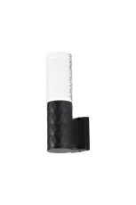 Gullo Diamond Pattern Wall Lamp With Tall Diagonal Pattern Acrylic Shade, 1 x GU10, IP54, Black/Clear/Frosted, 2yrs Warranty