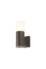 Gullo Diamond Pattern Wall Lamp With Horizontal Line Acrylic Shade, 1 x GU10, IP54, Dark Brown/Clear/Frosted, 2yrs Warranty