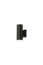 Gullo Ribbed Line Wall Lamp With Shallow Acrylic Shade, 2 x GU10, IP54, Black/Clear/Frosted, 2yrs Warranty