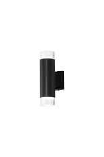 Gullo Ribbed Line Wall Lamp With Short Diagonal Pattern Acrylic Shade, 2 x GU10, IP54, Black/Clear/Frosted, 2yrs Warranty