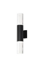 Gullo Ribbed Line Wall Lamp With Tall Diagonal Pattern Acrylic Shade, 2 x GU10, IP54, Black/Clear/Frosted, 2yrs Warranty