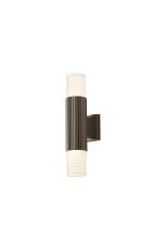 Gullo Ribbed Line Wall Lamp With Horizontal Line Acrylic Shade, 2 x GU10, IP54, Dark Brown/Clear/Frosted, 2yrs Warranty
