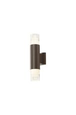 Gullo Ribbed Line Wall Lamp With Tier Pattern Acrylic Shade, 2 x GU10, IP54, Dark Brown/Clear, 2yrs Warranty