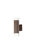 Gullo Ribbed Line Wall Lamp With Short Diagonal Pattern Acrylic Shade, 2 x GU10, IP54, Dark Brown/Clear/Frosted, 2yrs Warranty