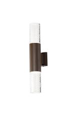 Gullo Ribbed Line Wall Lamp With Tall Diagonal Pattern Acrylic Shade, 2 x GU10, IP54, Dark Brown/Clear/Frosted, 2yrs Warranty