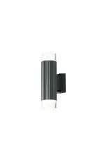 Gullo Ribbed Line Wall Lamp With Short Diagonal Pattern Acrylic Shade, 2 x GU10, IP54, Grey/Clear/Frosted, 2yrs Warranty