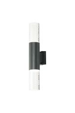 Gullo Ribbed Line Wall Lamp With Tall Diagonal Pattern Acrylic Shade, 2 x GU10, IP54, Grey/Clear/Frosted, 2yrs Warranty