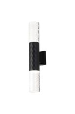 Gullo Diamond Pattern Wall Lamp With Tall Diagonal Pattern Acrylic Shade, 2 x GU10, IP54, Black/Clear/Frosted, 2yrs Warranty